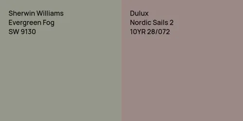 SW 9130 Evergreen Fog vs 10YR 28/072 Nordic Sails 2