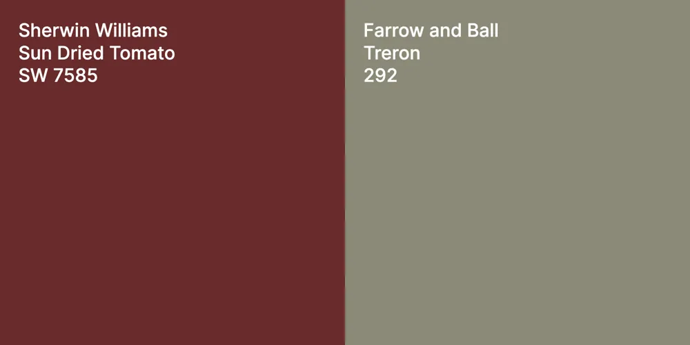 Sherwin Williams Sun Dried Tomato vs. Farrow and Ball Treron